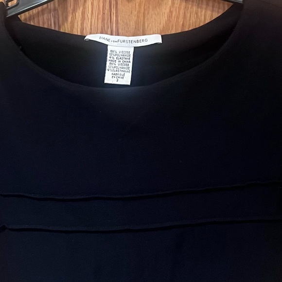 Diane‎ von Furstenberg Short Sleeve Round Neck Stretch Sheath Dress Black Size 2 - Picture 7 of 12